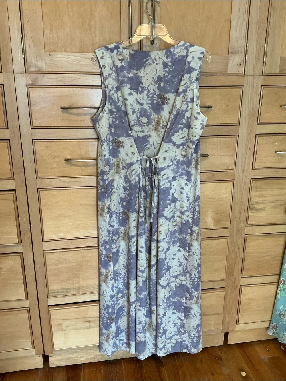 Norton McNaughton Lavender and Cream Sleeveless Floral Maxi Dress 51” long - Picture 3 of 8